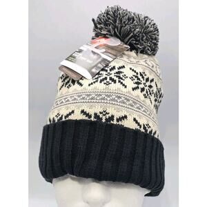 Ozark Trail Pom Snowflake Beanie Winter Fairisle Knit Cuff Hat NWT 3M Thinsulate